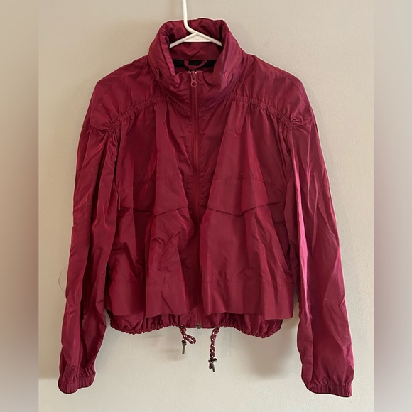 Garnet Hill Any Day Lightweight Jacket Burgundy Windbreaker Hood | Size S - Picture 2 of 10